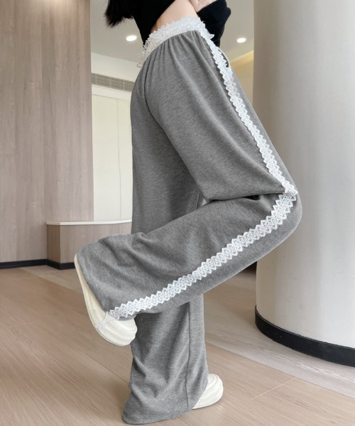 REMUR(レミュール)の「レーススウェットパンツ(スウェットパンツ・レディース・ライトグレー/ブラック/グレー/アイボリー・S/M/L)」の17枚目の写真