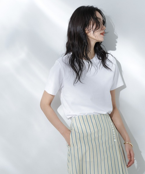 NANO universe(ナノユニバース)の「Anti Soaked(R) 汗染み防止クルーネックTシャツ(Tシャツ/カットソー・レディース・ホワイト/ブラック/カーキ/チャコール・S/M/L)」の1枚目の写真