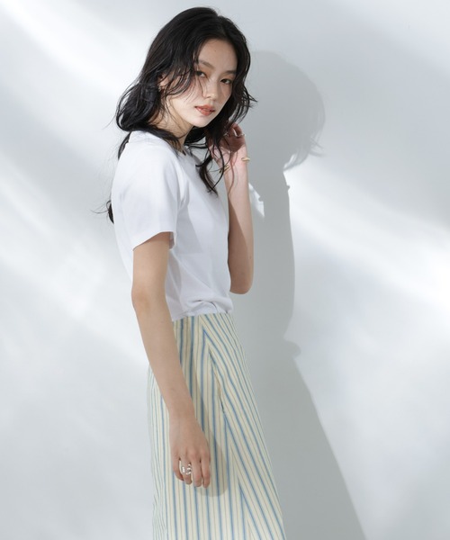 NANO universe(ナノユニバース)の「Anti Soaked(R) 汗染み防止クルーネックTシャツ(Tシャツ/カットソー・レディース・ホワイト/ブラック/カーキ/チャコール・S/M/L)」の21枚目の写真