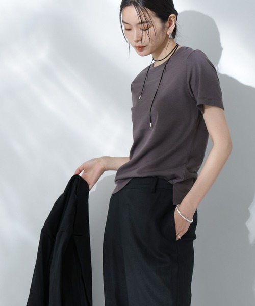 NANO universe(ナノユニバース)の「Anti Soaked(R) 汗染み防止クルーネックTシャツ(Tシャツ/カットソー・レディース・ホワイト/ブラック/カーキ/チャコール・S/M/L)」の6枚目の写真