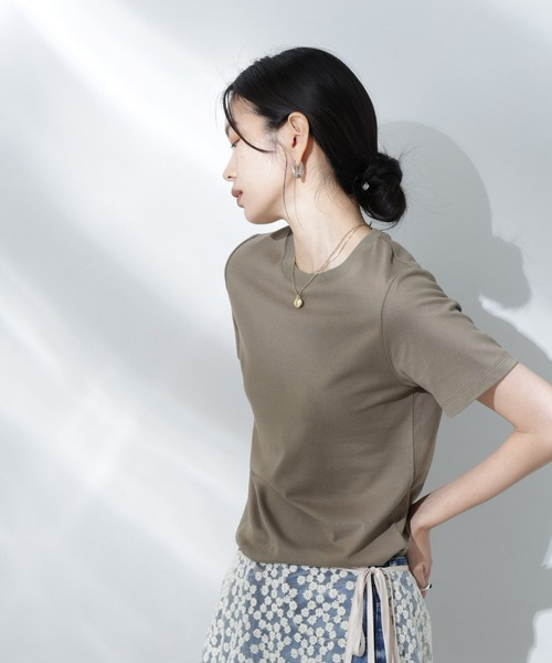 NANO universe(ナノユニバース)の「Anti Soaked(R) 汗染み防止クルーネックTシャツ(Tシャツ/カットソー・レディース・ホワイト/ブラック/カーキ/チャコール・S/M/L)」の12枚目の写真