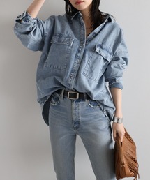 シルバーボタンオーバーサイズ8ozデニムシャツ