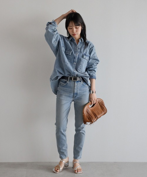 セール】シルバーボタンオーバーサイズ8ozデニムシャツ（シャツ