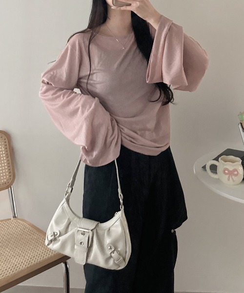 nemne store(ネンネストア)の「シアーラメキラキラトップス(Tシャツ/カットソー・レディース・ネイビー/ピンク系/ライトグレー・フリー)」の10枚目の写真