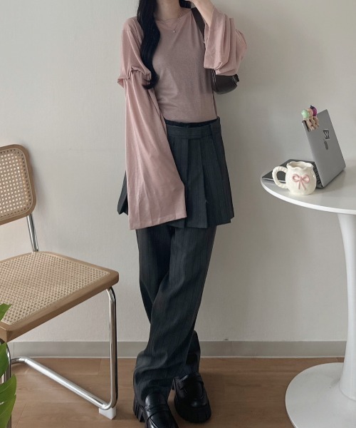 nemne store(ネンネストア)の「シアーラメキラキラトップス(Tシャツ/カットソー・レディース・ネイビー/ピンク系/ライトグレー・フリー)」の9枚目の写真