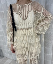 Ameri(A)MEDI LOOSE MESH FLOWER KNIT TOPS(TVc/Jbg\[)