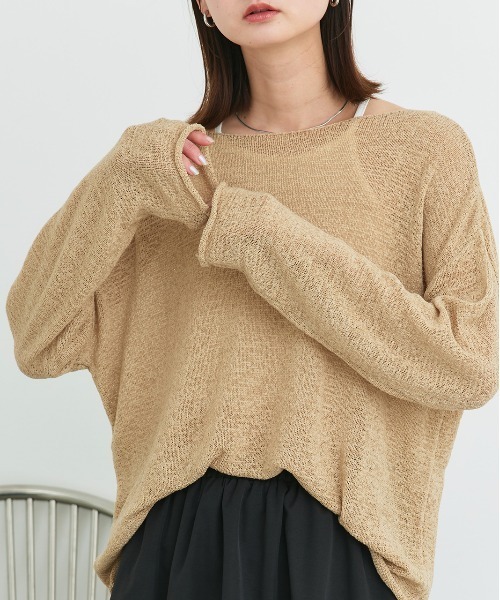 ad thie（アドティエ）の「シアーメッシュ ルーズニットプルオーバー（ニット/セーター・レディース・ベージュ/チャコール/アイボリー/ブラック・FREE）」の3枚目の写真