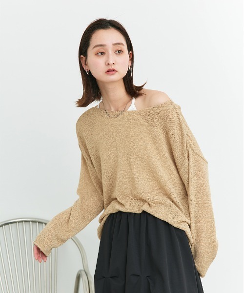 ad thie（アドティエ）の「シアーメッシュ ルーズニットプルオーバー（ニット/セーター・レディース・ベージュ/チャコール/アイボリー/ブラック・FREE）」の6枚目の写真
