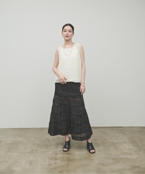 Lutim by u（ルチバイユー）の「Mesh Knit Vest / メッシュニットベスト（ベスト・レディース・チャコールグレー/ナチュラル/ホワイト・FREE）」の6枚目の写真