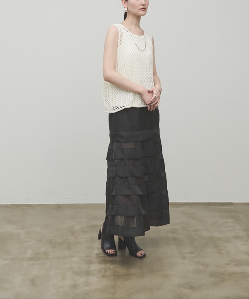 Lutim by u（ルチバイユー）の「Mesh Knit Vest / メッシュニットベスト（ベスト・レディース・チャコールグレー/ナチュラル/ホワイト・FREE）」の9枚目の写真