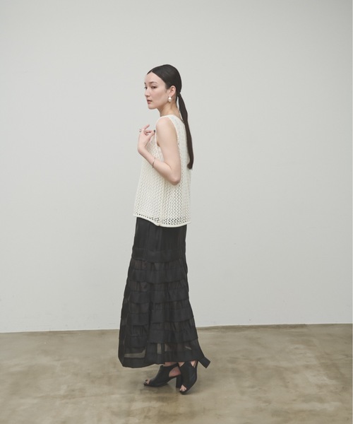 Lutim by u（ルチバイユー）の「Mesh Knit Vest / メッシュニットベスト（ベスト・レディース・チャコールグレー/ナチュラル/ホワイト・FREE）」の7枚目の写真