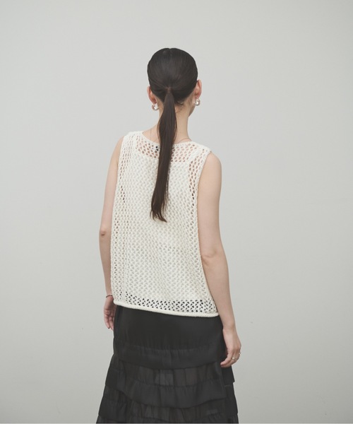 Lutim by u（ルチバイユー）の「Mesh Knit Vest / メッシュニットベスト（ベスト・レディース・チャコールグレー/ナチュラル/ホワイト・FREE）」の5枚目の写真