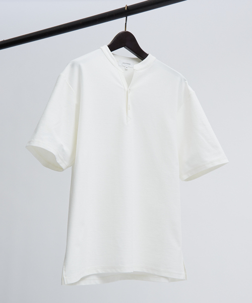 【接触冷感】Vネック スキッパーTシャツ/ヘンリーネック/COVEROSS(R) 接触冷感】Vネック スキッパーTシャツ/ヘンリーネック/COVEROSS