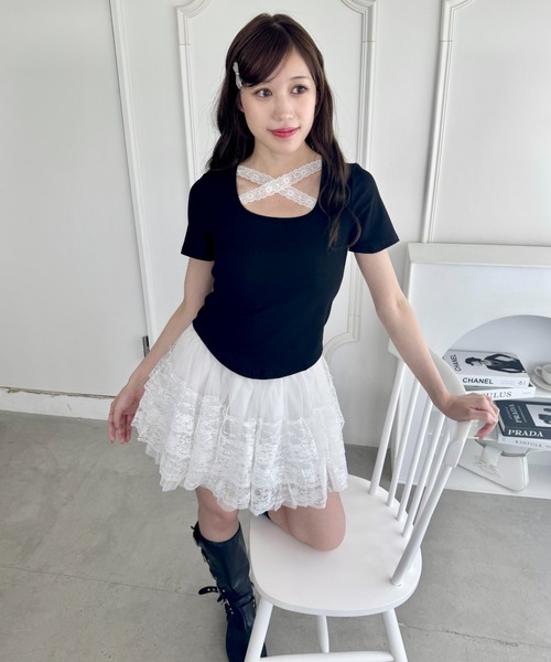 セール】フロントクロスレーストップス（Tシャツ/カットソー）｜Loueme