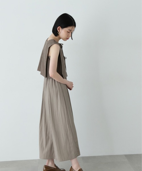 N.（N. Natural Beauty Basic）（エヌエヌナチュラルビューティーベーシック）の「フェイクスウェードリボンベスト＆ベアワンピース（ワンピース・レディース・ブラウン/グレー・MEDIUM）」の5枚目の写真