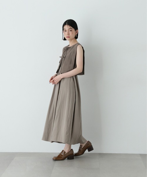 N.（N. Natural Beauty Basic）（エヌエヌナチュラルビューティーベーシック）の「フェイクスウェードリボンベスト＆ベアワンピース（ワンピース・レディース・ブラウン/グレー・MEDIUM）」の7枚目の写真