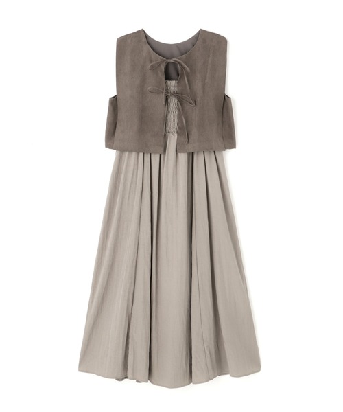 N.（N. Natural Beauty Basic）（エヌエヌナチュラルビューティーベーシック）の「フェイクスウェードリボンベスト＆ベアワンピース（ワンピース・レディース・ブラウン/グレー・MEDIUM）」の9枚目の写真