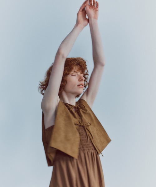 N.（N. Natural Beauty Basic）（エヌエヌナチュラルビューティーベーシック）の「フェイクスウェードリボンベスト＆ベアワンピース（ワンピース・レディース・ブラウン/グレー・MEDIUM）」の13枚目の写真