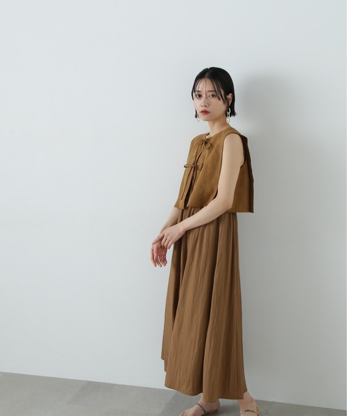 N.（N. Natural Beauty Basic）（エヌエヌナチュラルビューティーベーシック）の「フェイクスウェードリボンベスト＆ベアワンピース（ワンピース・レディース・ブラウン/グレー・MEDIUM）」の20枚目の写真