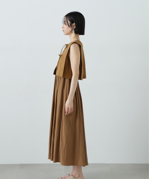 N.（N. Natural Beauty Basic）（エヌエヌナチュラルビューティーベーシック）の「フェイクスウェードリボンベスト＆ベアワンピース（ワンピース・レディース・ブラウン/グレー・MEDIUM）」の22枚目の写真