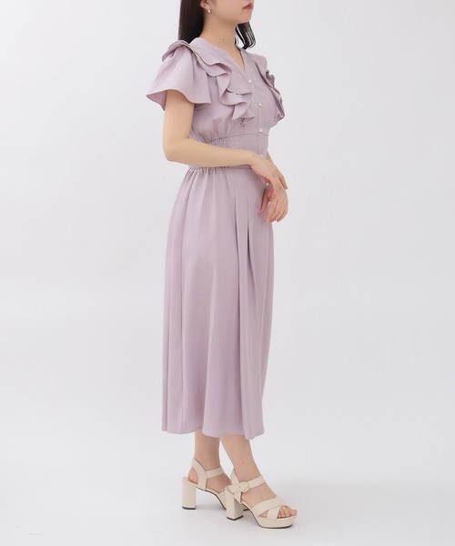 ASTORIA ODIER（アストリアオディール）の「ラッフルフリルスキッパーワンピース（ワンピース・レディース・ホワイト×ブルー/サックスブルー/ネイビー/ラベンダー・MEDIUM）」の21枚目の写真