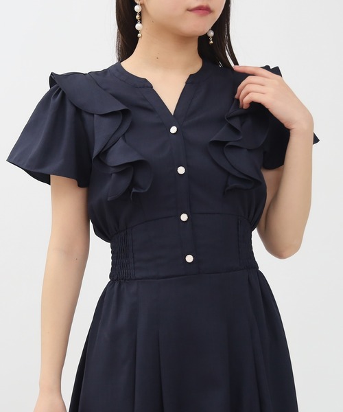 ASTORIA ODIER（アストリアオディール）の「ラッフルフリルスキッパーワンピース（ワンピース・レディース・ホワイト×ブルー/サックスブルー/ネイビー/ラベンダー・MEDIUM）」の6枚目の写真