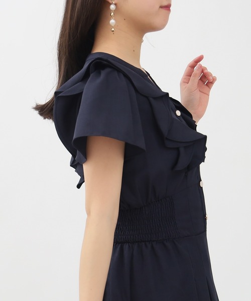 ASTORIA ODIER（アストリアオディール）の「ラッフルフリルスキッパーワンピース（ワンピース・レディース・ホワイト×ブルー/サックスブルー/ネイビー/ラベンダー・MEDIUM）」の8枚目の写真