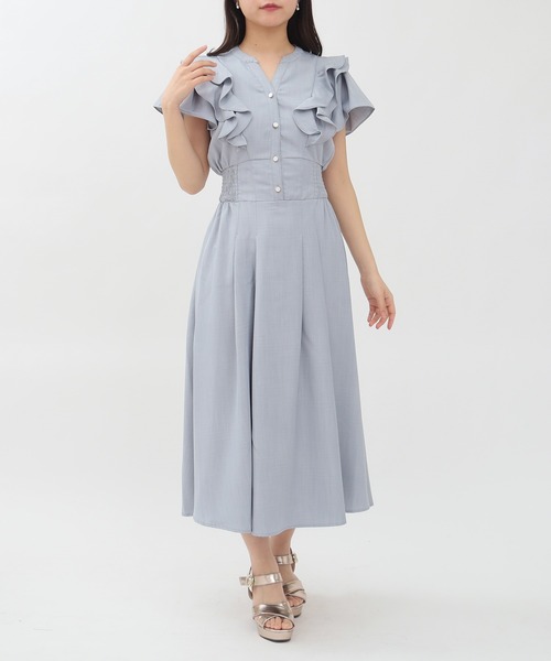 ASTORIA ODIER（アストリアオディール）の「ラッフルフリルスキッパーワンピース（ワンピース・レディース・ホワイト×ブルー/サックスブルー/ネイビー/ラベンダー・MEDIUM）」の10枚目の写真