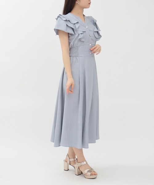 ASTORIA ODIER（アストリアオディール）の「ラッフルフリルスキッパーワンピース（ワンピース・レディース・ホワイト×ブルー/サックスブルー/ネイビー/ラベンダー・MEDIUM）」の13枚目の写真