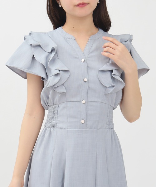 ASTORIA ODIER（アストリアオディール）の「ラッフルフリルスキッパーワンピース（ワンピース・レディース・ホワイト×ブルー/サックスブルー/ネイビー/ラベンダー・MEDIUM）」の14枚目の写真