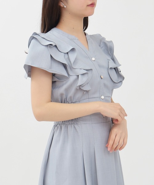 ASTORIA ODIER（アストリアオディール）の「ラッフルフリルスキッパーワンピース（ワンピース・レディース・ホワイト×ブルー/サックスブルー/ネイビー/ラベンダー・MEDIUM）」の16枚目の写真