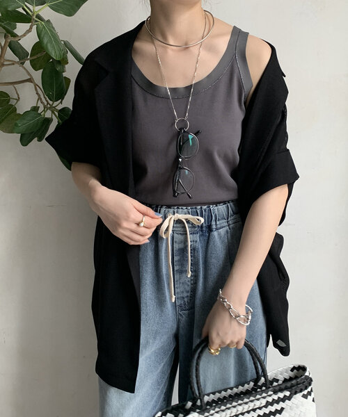 tシャツ ラメステッチキャミタンク レディース ラメステッチキャミタンク（Tシャツ/カットソー）｜DouDou