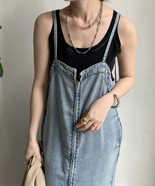 DouDou（ドゥドゥ）の「ラメステッチキャミタンク（Tシャツ/カットソー・レディース・チャコールグレー/ブラック/オフホワイト・FREE）」の2枚目の写真