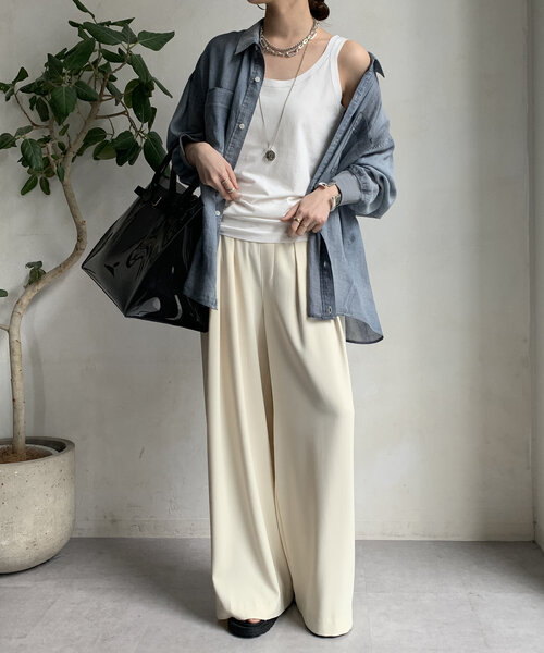 DouDou（ドゥドゥ）の「ラメステッチキャミタンク（Tシャツ/カットソー・レディース・チャコールグレー/ブラック/オフホワイト・FREE）」の6枚目の写真