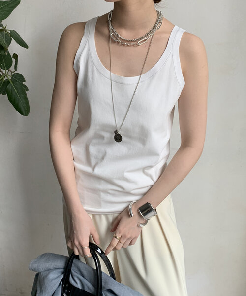 DouDou（ドゥドゥ）の「ラメステッチキャミタンク（Tシャツ/カットソー・レディース・チャコールグレー/ブラック/オフホワイト・FREE）」の11枚目の写真