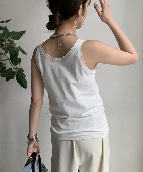 DouDou（ドゥドゥ）の「ラメステッチキャミタンク（Tシャツ/カットソー・レディース・チャコールグレー/ブラック/オフホワイト・FREE）」の12枚目の写真