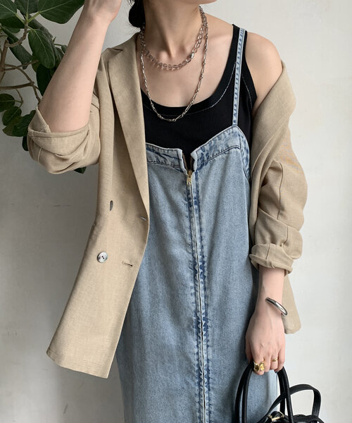 DouDou（ドゥドゥ）の「ラメステッチキャミタンク（Tシャツ/カットソー・レディース・チャコールグレー/ブラック/オフホワイト・FREE）」の18枚目の写真