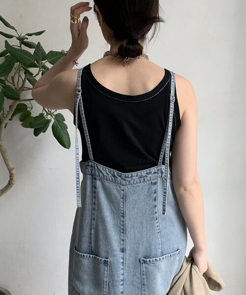 DouDou（ドゥドゥ）の「ラメステッチキャミタンク（Tシャツ/カットソー・レディース・チャコールグレー/ブラック/オフホワイト・FREE）」の20枚目の写真