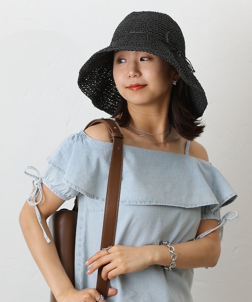 COLONY 2139(コロニートゥーワンスリーナイン)の「手編みつば広ペーパーハット(ハット・レディース・ブラック/ベージュ/モカ・FREE)」の17枚目の写真