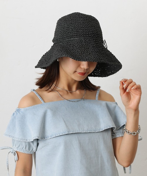 COLONY 2139(コロニートゥーワンスリーナイン)の「手編みつば広ペーパーハット(ハット・レディース・ブラック/ベージュ/モカ・FREE)」の16枚目の写真