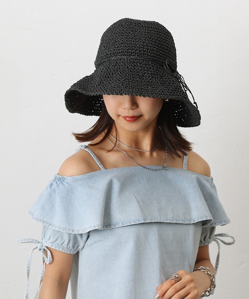 COLONY 2139(コロニートゥーワンスリーナイン)の「手編みつば広ペーパーハット(ハット・レディース・ブラック/ベージュ/モカ・FREE)」の18枚目の写真