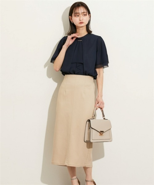 nissen（ニッセン）の「【販売終了】【ＵＶカット・防汚・花粉防止】ボウタイ半袖ブラウス（シャツ/ブラウス・レディース・ネイビー/グレー/オフホワイト・M/L/LL）」の21枚目の写真