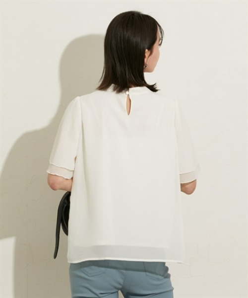 nissen（ニッセン）の「【販売終了】【ＵＶカット・防汚・花粉防止】ボウタイ半袖ブラウス（シャツ/ブラウス・レディース・ネイビー/グレー/オフホワイト・M/L/LL）」の18枚目の写真