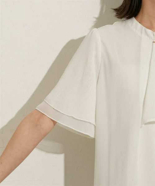 nissen（ニッセン）の「【販売終了】【ＵＶカット・防汚・花粉防止】ボウタイ半袖ブラウス（シャツ/ブラウス・レディース・ネイビー/グレー/オフホワイト・M/L/LL）」の16枚目の写真