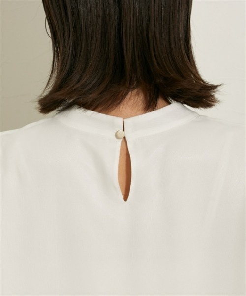 nissen（ニッセン）の「【販売終了】【ＵＶカット・防汚・花粉防止】ボウタイ半袖ブラウス（シャツ/ブラウス・レディース・ネイビー/グレー/オフホワイト・M/L/LL）」の14枚目の写真