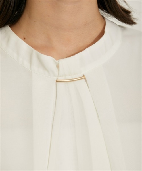 nissen（ニッセン）の「【販売終了】【ＵＶカット・防汚・花粉防止】ボウタイ半袖ブラウス（シャツ/ブラウス・レディース・ネイビー/グレー/オフホワイト・M/L/LL）」の13枚目の写真