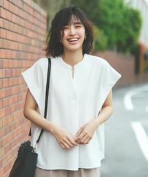 OPAQUE.CLIP | スキッパーフレンチスリーブトップス【UV/吸水速乾/洗濯機洗い可】(Tシャツ/カットソー)