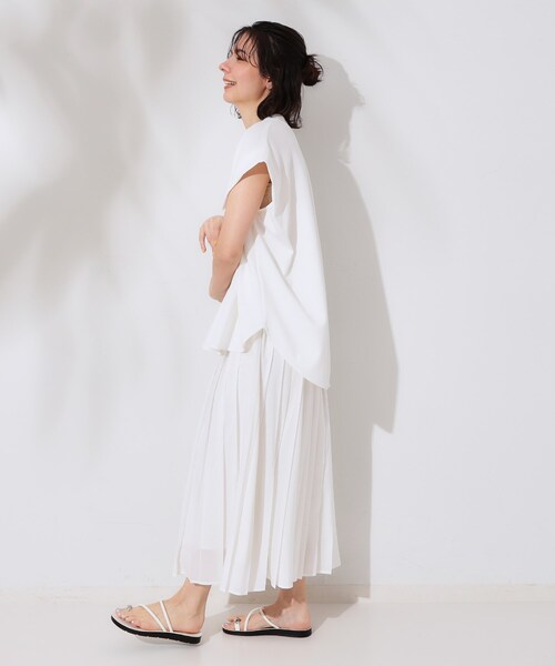 OPAQUE.CLIP（オペークドットクリップ）の「スキッパーフレンチスリーブトップス【UV/吸水速乾/洗濯機洗い可】（Tシャツ/カットソー・レディース・ホワイト/ブラック/ネイビー/ライトベージュ・40/38/36/42）」の11枚目の写真