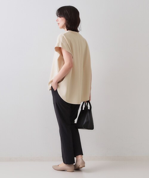 OPAQUE.CLIP（オペークドットクリップ）の「スキッパーフレンチスリーブトップス【UV/吸水速乾/洗濯機洗い可】（Tシャツ/カットソー・レディース・ホワイト/ブラック/ネイビー/ライトベージュ・40/38/36/42）」の21枚目の写真