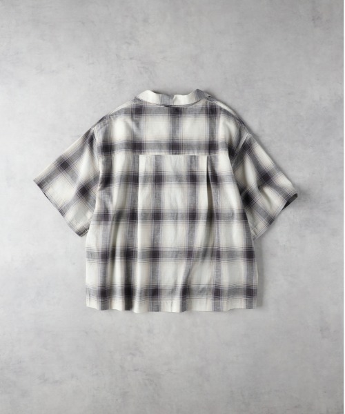 Right-on（ライトオン）の「【HONEYSUCKLE ROSE】チェック開襟半袖シャツ（シャツ/ブラウス・レディース・オフホワイト/ベージュ/ブルー・L/M）」の6枚目の写真